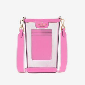 Kate Spade Clare North South Zip Phone Crossbody Clear See Through Purse Pink